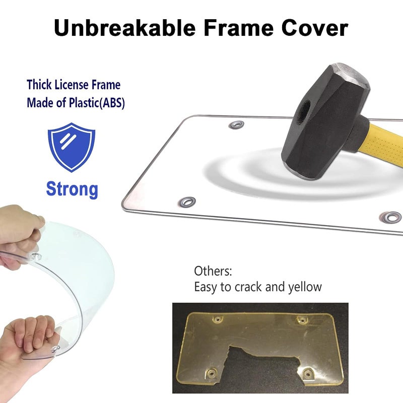 Aootf License Plate Covers- Clear Flat License Plate Protector, Unbreakable Transparent Protective Cover with Screws Caps, 2 Pack for Front Rear - Image 3